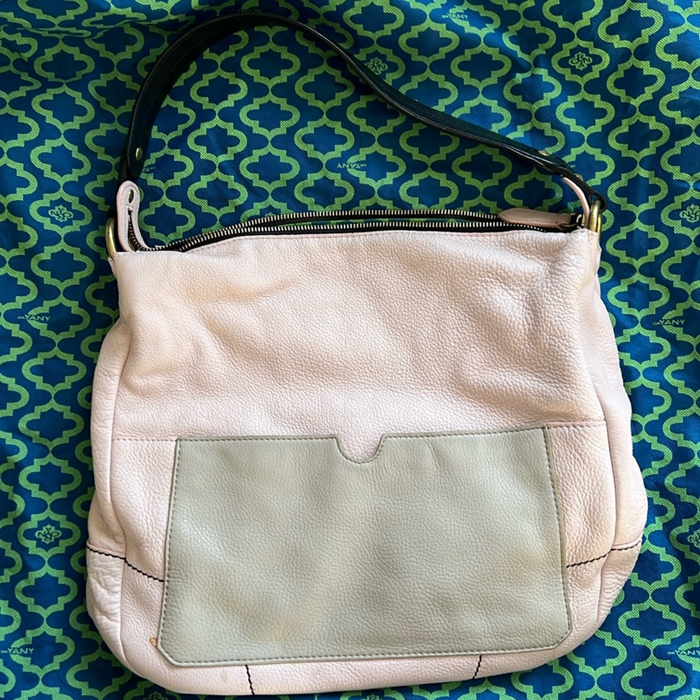 Womens Pink Pebble Leather OrYany Adele Hobo Shoulder Bag